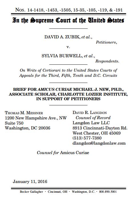 Amicus brief submitted Jan. 2016 by Michael J. New, Ph.D., Associate Scholar of CLI