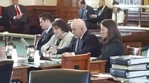 Tara Sander Lee, Ph.D., (Right), presenting her testimony at a hearing on Texas Senate Bill 8 on February 15, 2017.