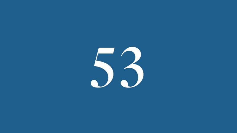 White number 53 centered on a solid blue background, often used in Pregnancy Center Reports for clear data visualization.